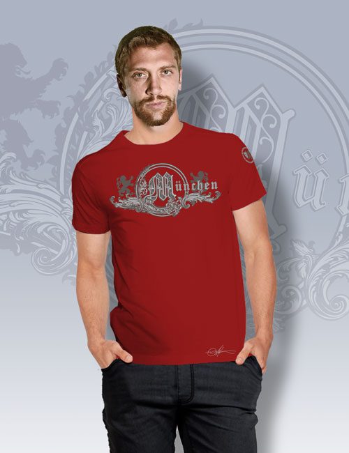 Herren-T-Shirt; Druckmotiv M1; Exklusiv; München; Sommer; Sale